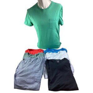 Set of 7 J.Crew Mens Slim-Washed Cotton T-Shirts *6 Crew & 1 V-Neck Styles*L*EUC